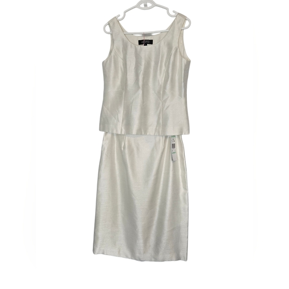 Vintage-Inspired Kasper Ivory 3-Piece Suit Set Jacket Top Skirt Size 8 Wedding - Picture 3 of 16